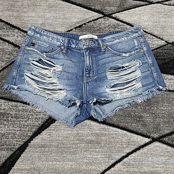 KanCan Pants - KANCAN LOS ANGELES FACTORY DISTRESSED DENIM JEAN SHORTS